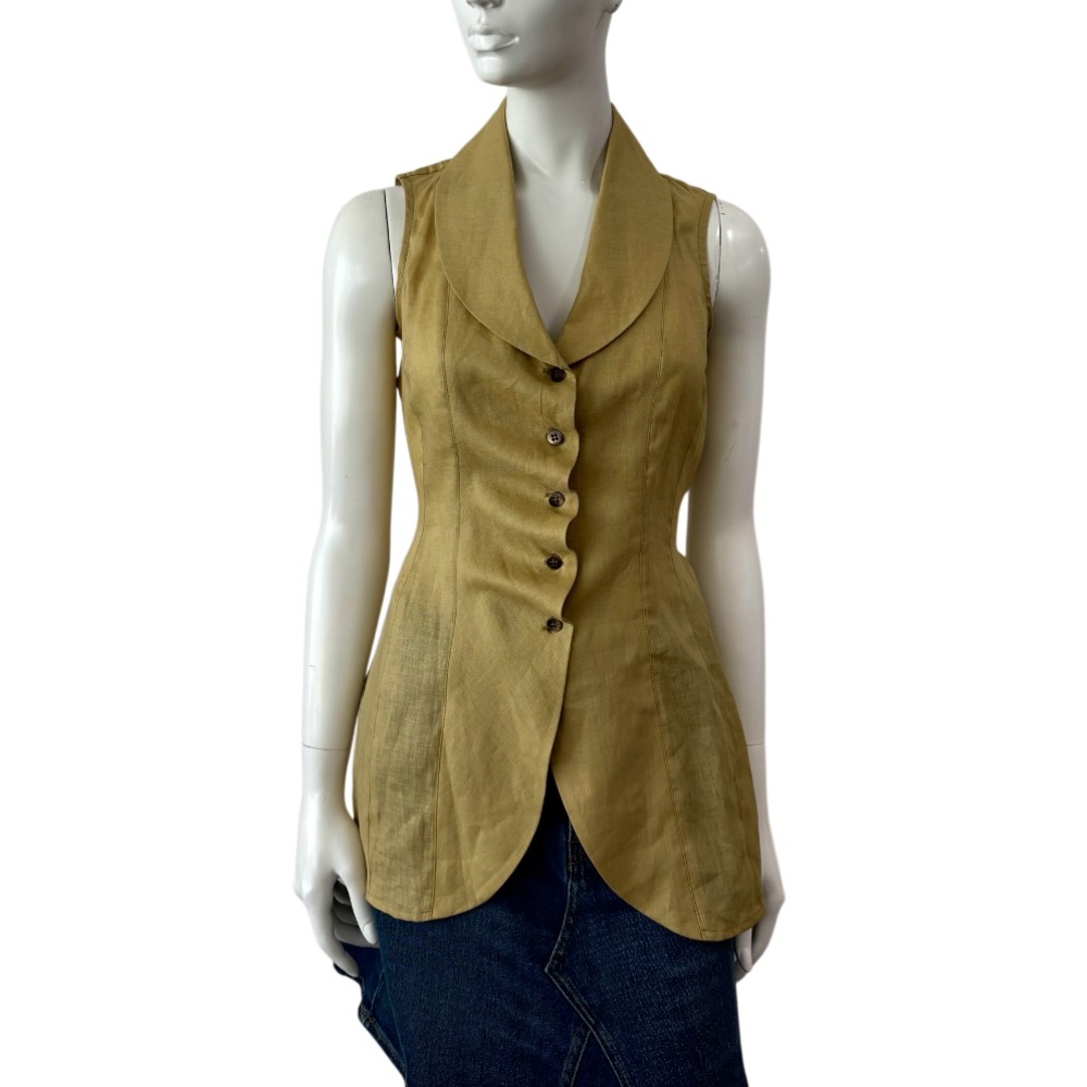 Franco Mirabelli Linen Made In Canada Tailored Vest Waistcoat